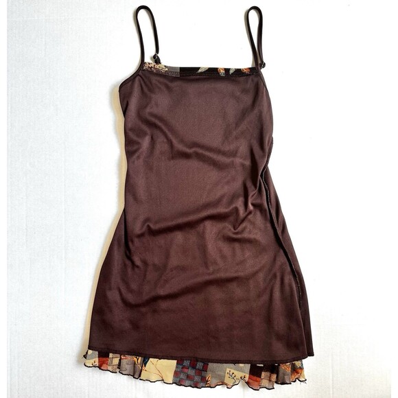 Cider Mini Dress Top Patchwork Floral Mesh Lined Straps Women’s XS/S Y2K Fairy - Picture 8 of 8